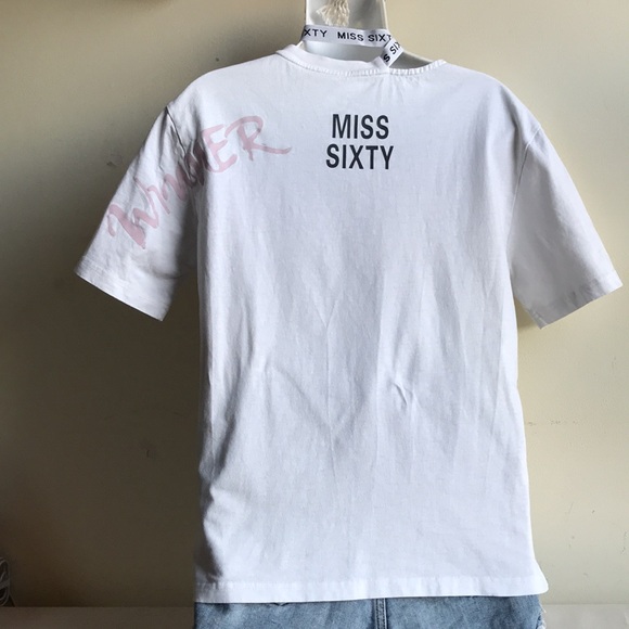 Miss Sixty sz Medium graphic tee photo girl adjustable Neck strap print on back - Picture 4 of 16